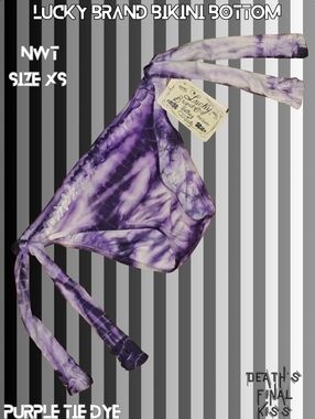 Lucky Brand Purple Tie-Dye Side Tie Ruffled Cheeky Bikini Bathing Swim Suit XS